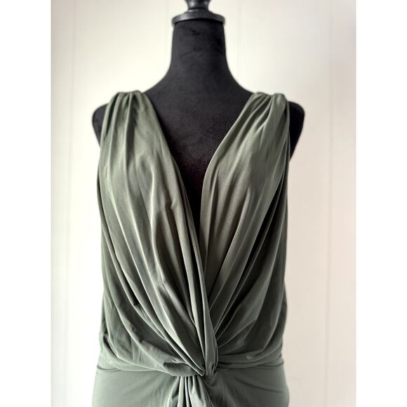 MISA Los Angeles Olive Green Lisa Front Knot Dress Size M - Picture 8 of 8